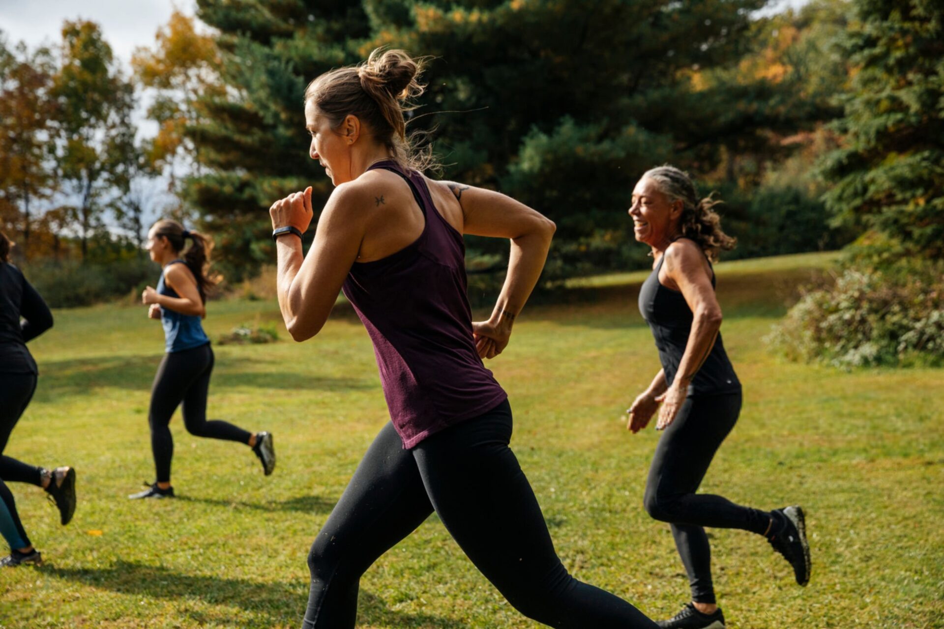 gruppo di donne corre in gruppo